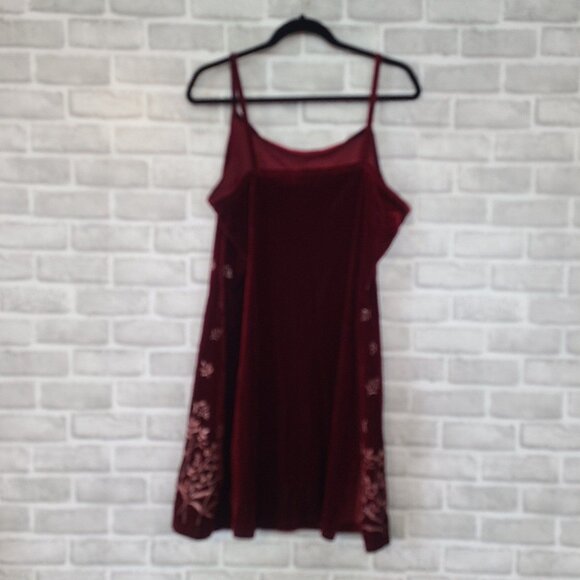 Vintage Mine Red Velvet Y2K Tank Dress Made in USA Embossed Party Sexy 2XL - Picture 2 of 9